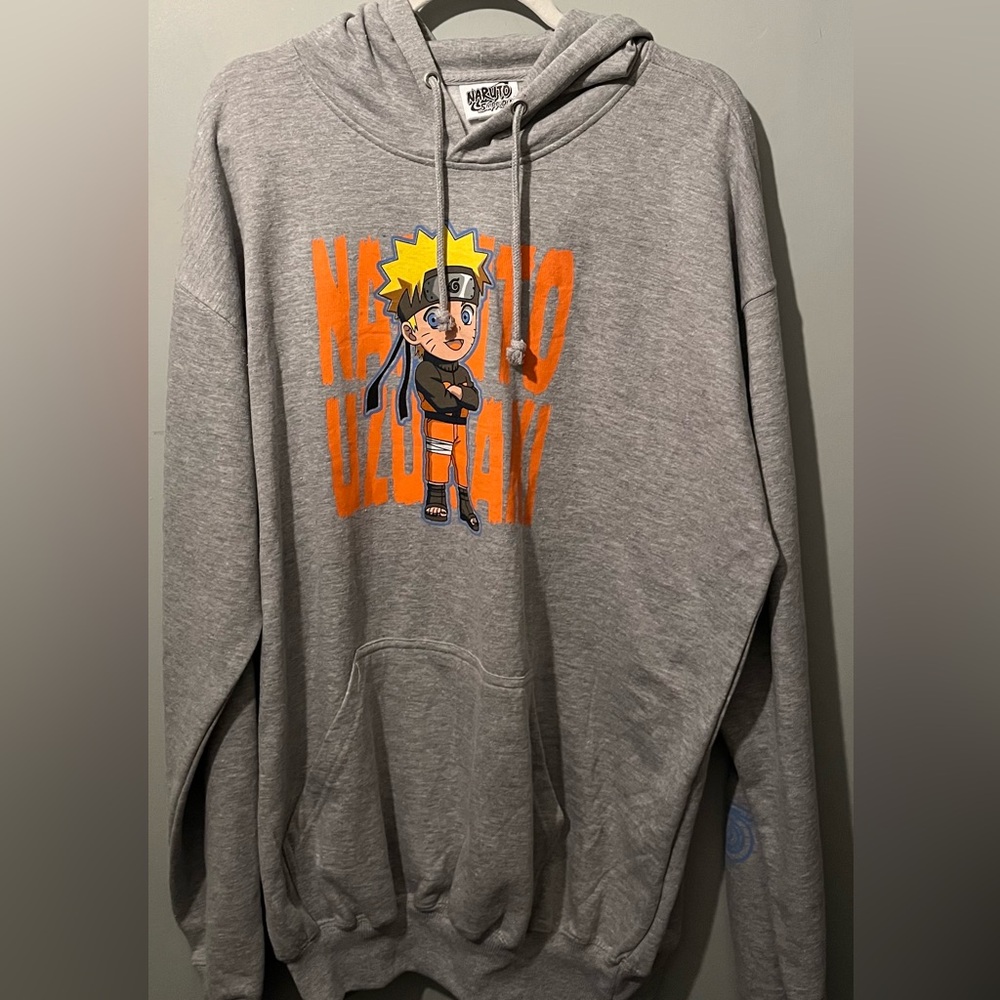 Naruto Uzumaki Gray Men's 2XL Hoodie, Shippuden Anime Lightweight New with tags.